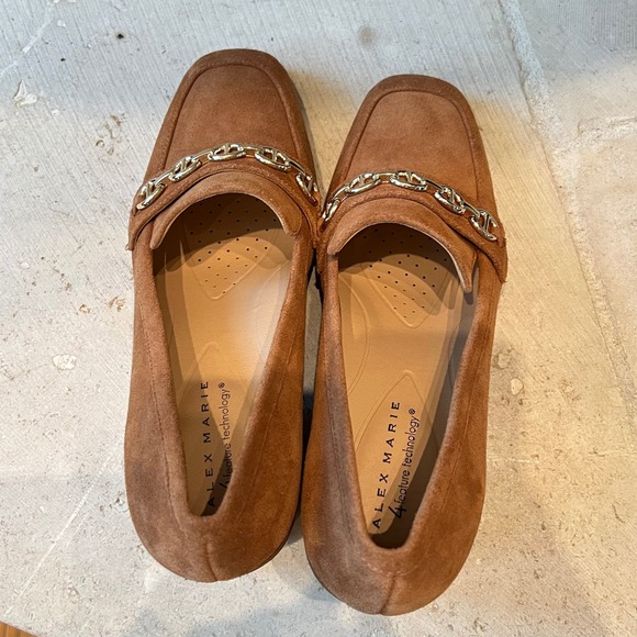 Alex Marie Farin Loafer Heels in Camel Color Brown Suede Size 9 - Picture 5 of 9